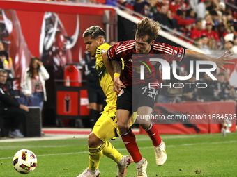 A general view of the match between Columbus and Red Bull during the MLS match at Red Bull Arena in Harris, New Jersey, on October 19, 2024....