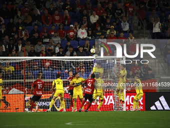 A general view of the match between Columbus and Red Bull during the MLS match at Red Bull Arena in Harris, New Jersey, on October 19, 2024....