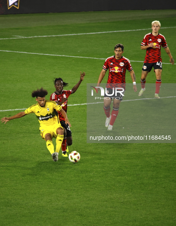 A general view of the match between Columbus and Red Bull during the MLS match at Red Bull Arena in Harris, New Jersey, on October 19, 2024....