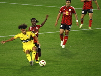 A general view of the match between Columbus and Red Bull during the MLS match at Red Bull Arena in Harris, New Jersey, on October 19, 2024....