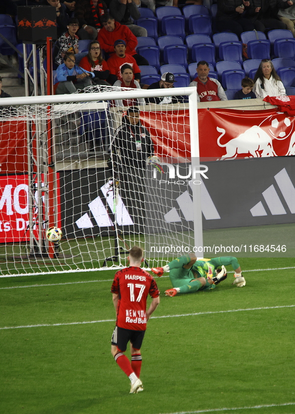 A general view of the match between Columbus and Red Bull during the MLS match at Red Bull Arena in Harris, New Jersey, on October 19, 2024....