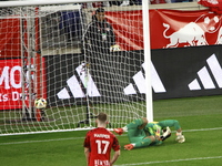 A general view of the match between Columbus and Red Bull during the MLS match at Red Bull Arena in Harris, New Jersey, on October 19, 2024....