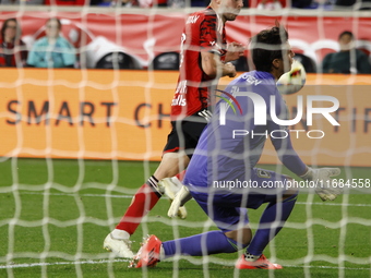 Columbus FC goalkeeper Nicolas Hagen (1) during the MLS League match between Columbus FC and New York Red Bulls at Red Bull Arena in Harris,...