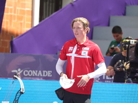 Mathias Fullerton of Denmark competes against James Lutz of the United States (not in picture) during the men's compound gold medal match on...