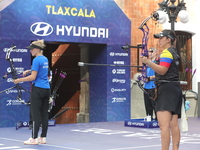 Meeri-Marita Paas of Estonia and Sara Lopez of Colombia compete during the women's compound gold medal match on the second day of the Tlaxca...