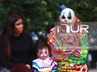 Hundreds of people in costume participate in the Zombie walk 2024 Mx, from the Monument to the Revolution to the Zocalo in Mexico City, Mexi...