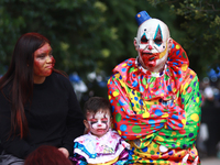 Hundreds of people in costume participate in the Zombie walk 2024 Mx, from the Monument to the Revolution to the Zocalo in Mexico City, Mexi...