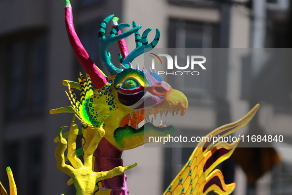 An Alebrije is seen during the 16th edition of the traditional Monumental Alebrijes parade organized by the Museum of Popular Art (MAP). The...