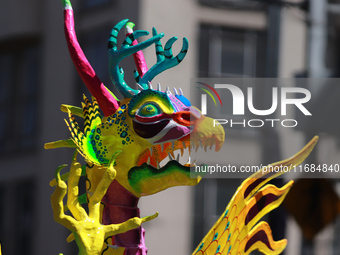 An Alebrije is seen during the 16th edition of the traditional Monumental Alebrijes parade organized by the Museum of Popular Art (MAP). The...