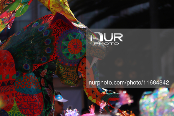 An Alebrije is seen during the 16th edition of the traditional Monumental Alebrijes parade organized by the Museum of Popular Art (MAP). The...