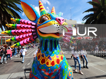 An Alebrije is seen during the 16th edition of the traditional Monumental Alebrijes parade organized by the Museum of Popular Art (MAP). The...