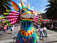 An Alebrije is seen during the 16th edition of the traditional Monumental Alebrijes parade organized by the Museum of Popular Art (MAP). The...