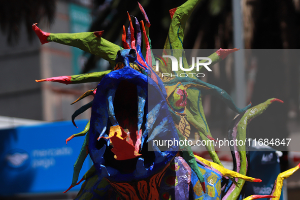 An Alebrije is seen during the 16th edition of the traditional Monumental Alebrijes parade organized by the Museum of Popular Art (MAP). The...