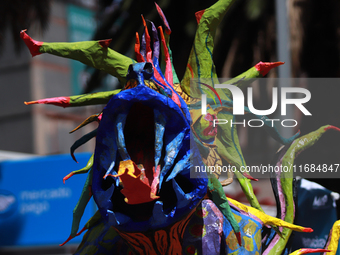 An Alebrije is seen during the 16th edition of the traditional Monumental Alebrijes parade organized by the Museum of Popular Art (MAP). The...