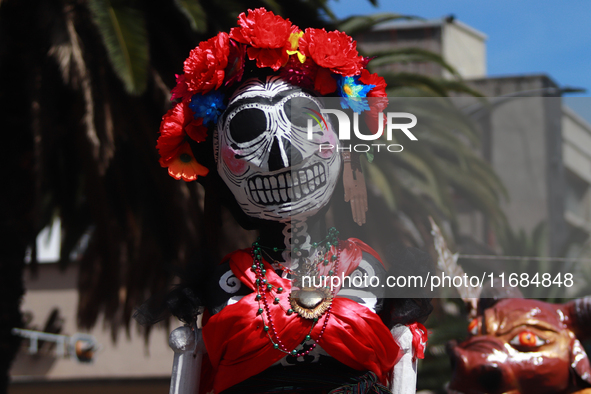 An Alebrije is seen during the 16th edition of the traditional Monumental Alebrijes parade organized by the Museum of Popular Art (MAP). The...