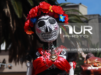 An Alebrije is seen during the 16th edition of the traditional Monumental Alebrijes parade organized by the Museum of Popular Art (MAP). The...