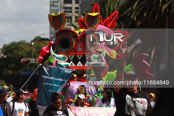 An Alebrije is seen during the 16th edition of the traditional Monumental Alebrijes parade organized by the Museum of Popular Art (MAP). The...