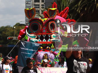 An Alebrije is seen during the 16th edition of the traditional Monumental Alebrijes parade organized by the Museum of Popular Art (MAP). The...