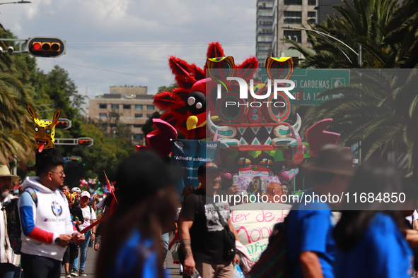 An Alebrije is seen during the 16th edition of the traditional Monumental Alebrijes parade organized by the Museum of Popular Art (MAP). The...