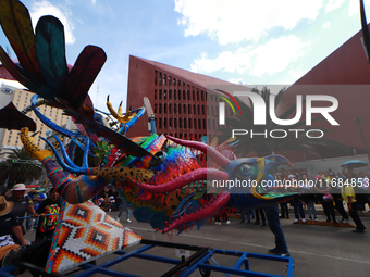 An Alebrije is seen during the 16th edition of the traditional Monumental Alebrijes parade organized by the Museum of Popular Art (MAP). The...