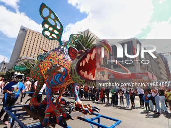 An Alebrije is seen during the 16th edition of the traditional Monumental Alebrijes parade organized by the Museum of Popular Art (MAP). The...