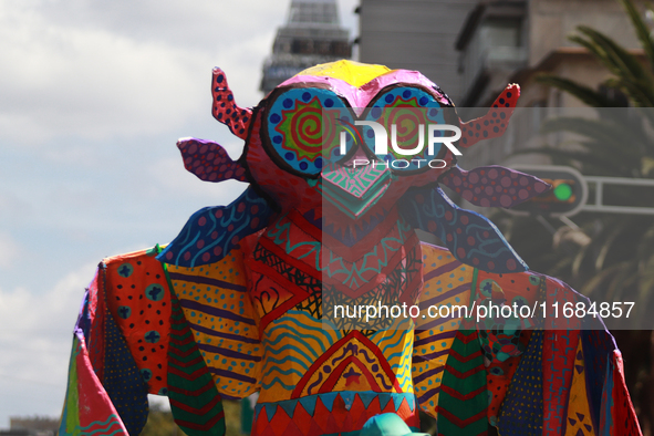 An Alebrije is seen during the 16th edition of the traditional Monumental Alebrijes parade organized by the Museum of Popular Art (MAP). The...