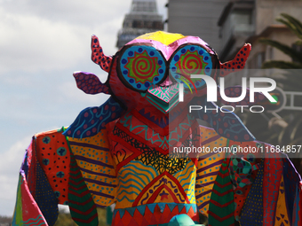 An Alebrije is seen during the 16th edition of the traditional Monumental Alebrijes parade organized by the Museum of Popular Art (MAP). The...