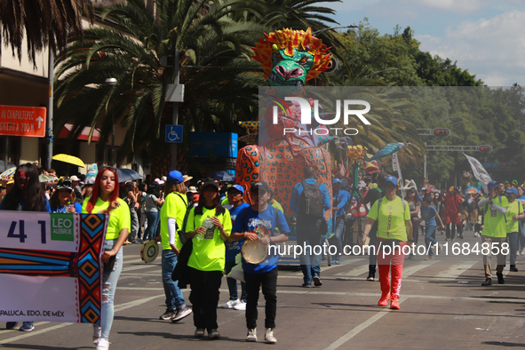 An Alebrije is seen during the 16th edition of the traditional Monumental Alebrijes parade organized by the Museum of Popular Art (MAP). The...