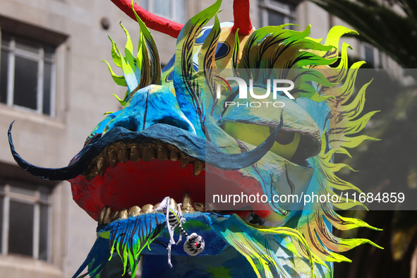 An Alebrije is seen during the 16th edition of the traditional Monumental Alebrijes parade organized by the Museum of Popular Art (MAP). The...