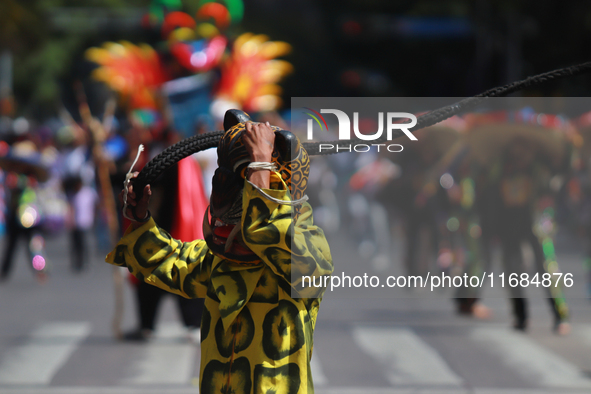 A person participates in the 16th edition of the traditional Monumental Alebrijes parade organized by the Museum of Popular Art (MAP). The p...