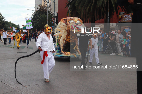 A person participates in the 16th edition of the traditional Monumental Alebrijes parade organized by the Museum of Popular Art (MAP). The p...