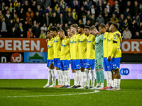 One minute of silence commemorates Johan Neeskens, who passed away, during the match between RKC and Twente at the Mandemakers Stadium in Wa...