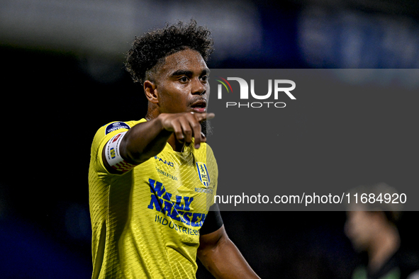 RKC defender Godfried Roemeratoe plays during the match between RKC and Twente at the Mandemakers Stadium in Waalwijk, Netherlands, on Octob...