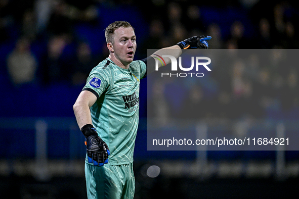 RKC goalkeeper Yanick van Osch plays during the match between RKC and Twente at the Mandemakers Stadium in Waalwijk, Netherlands, on October...