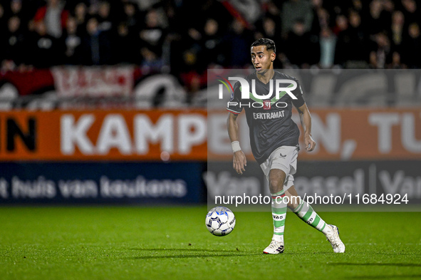 FC Twente defender Anass Salah-Eddine plays during the match between RKC and Twente at the Mandemakers Stadium in Waalwijk, Netherlands, on...