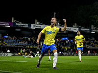 RKC forward Sylvester van der Water celebrates the 2-1 goal during the match between RKC and Twente at the Mandemakers Stadium in Waalwijk,...