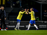 RKC midfielder Chris Lokesa and RKC forward Sylvester van der Water participate in the match between RKC and Twente at the Mandemakers Stadi...