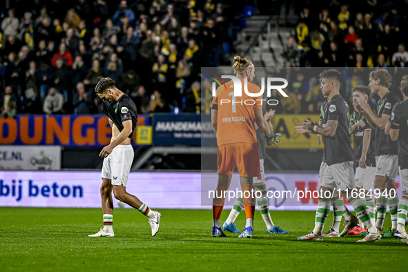 FC Twente forward Ricky van Wolfswinkel is in tears after the minute of silence for his father-in-law Johan Neeskens during the match betwee...