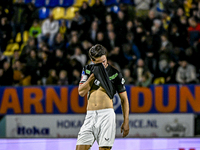 FC Twente forward Ricky van Wolfswinkel is in tears after the minute of silence for his father-in-law Johan Neeskens during the match betwee...