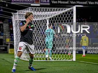 FC Twente midfielder Sem Steijn celebrates the 0-1 goal during the match between RKC and Twente at the Mandemakers Stadium in Waalwijk, Neth...