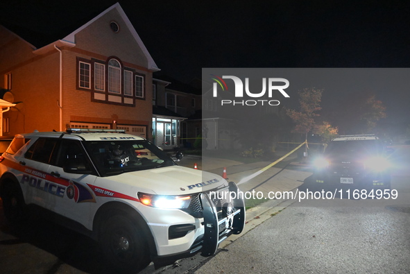 One adult victim is killed after a shooting in Markham, Canada, on October 19, 2024. York Regional Police respond to an emergency call on Sa...