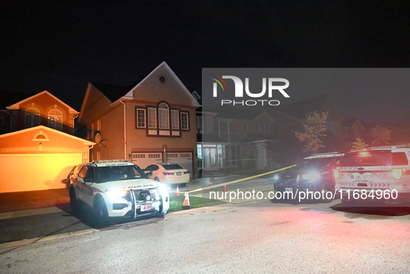 One adult victim is killed after a shooting in Markham, Canada, on October 19, 2024. York Regional Police respond to an emergency call on Sa...