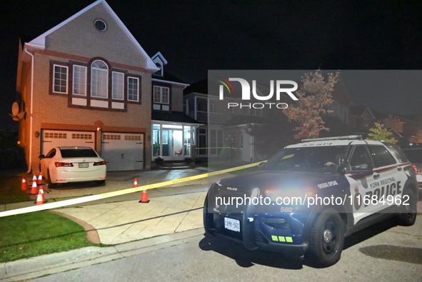 One adult victim is killed after a shooting in Markham, Canada, on October 19, 2024. York Regional Police respond to an emergency call on Sa...