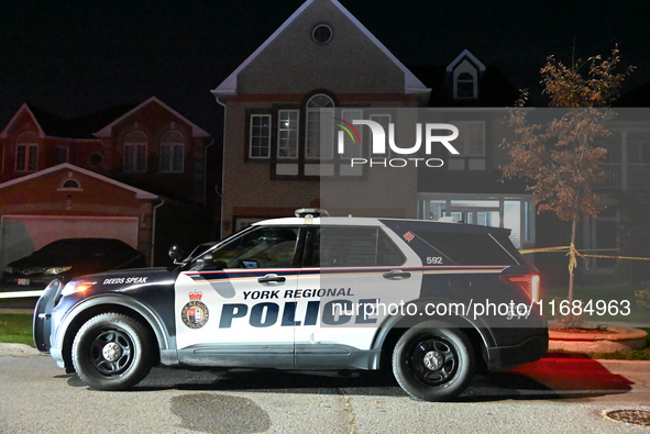 One adult victim is killed after a shooting in Markham, Canada, on October 19, 2024. York Regional Police respond to an emergency call on Sa...