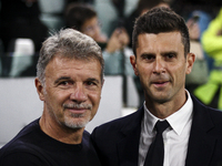 Lazio coach Marco Baroni and Juventus coach Thiago Motta pose for a photograph before the Serie A football match number 8, Juventus versus L...