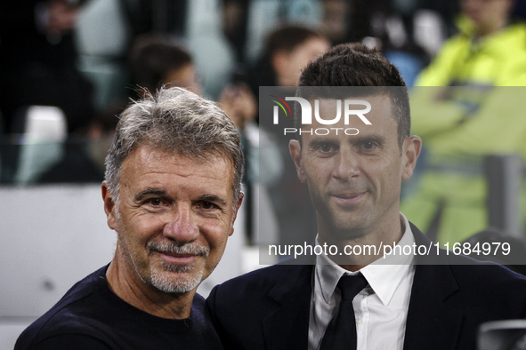 Lazio coach Marco Baroni and Juventus coach Thiago Motta pose for a photograph before the Serie A football match number 8, Juventus versus L...