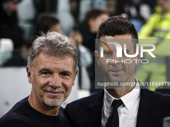 Lazio coach Marco Baroni and Juventus coach Thiago Motta pose for a photograph before the Serie A football match number 8, Juventus versus L...