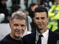 Lazio coach Marco Baroni and Juventus coach Thiago Motta pose for a photograph before the Serie A football match number 8, Juventus versus L...