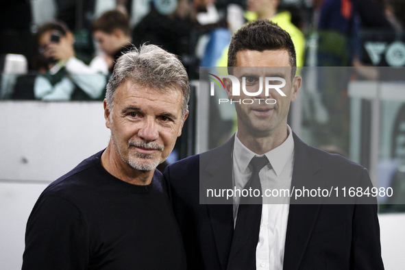 Lazio coach Marco Baroni and Juventus coach Thiago Motta pose for a photograph before the Serie A football match number 8, Juventus versus L...