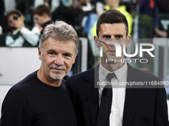 Lazio coach Marco Baroni and Juventus coach Thiago Motta pose for a photograph before the Serie A football match number 8, Juventus versus L...